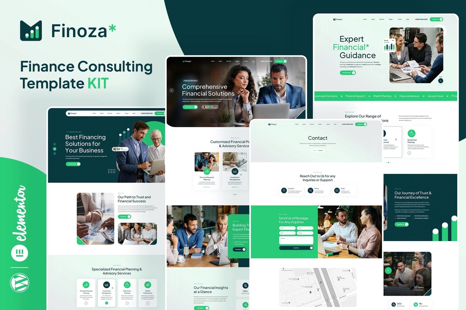 Finoza - Kit de plantillas Elementor para consultoría financiera