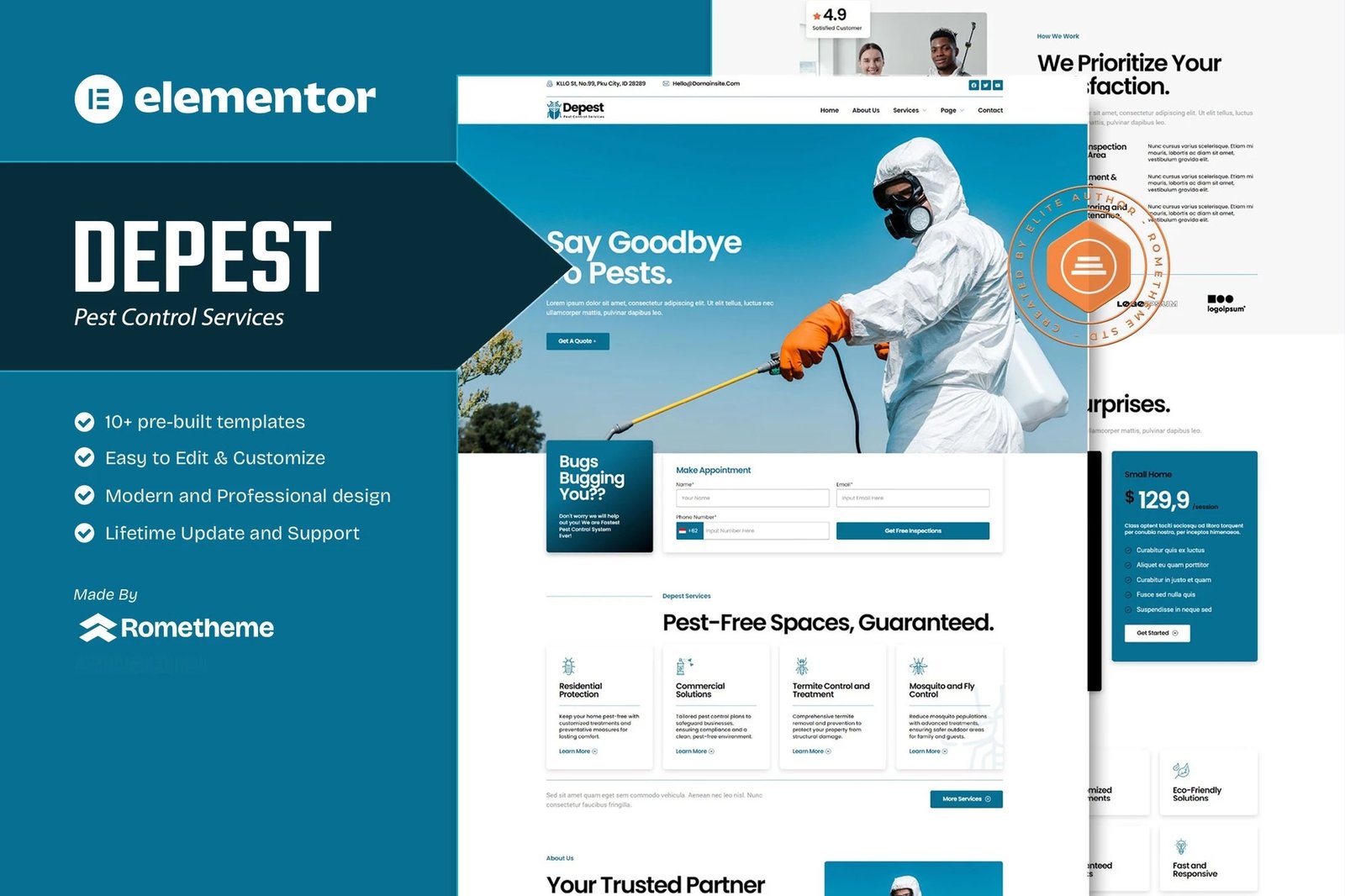 Depest - Kit de plantillas Elementor para servicios de control de plagas