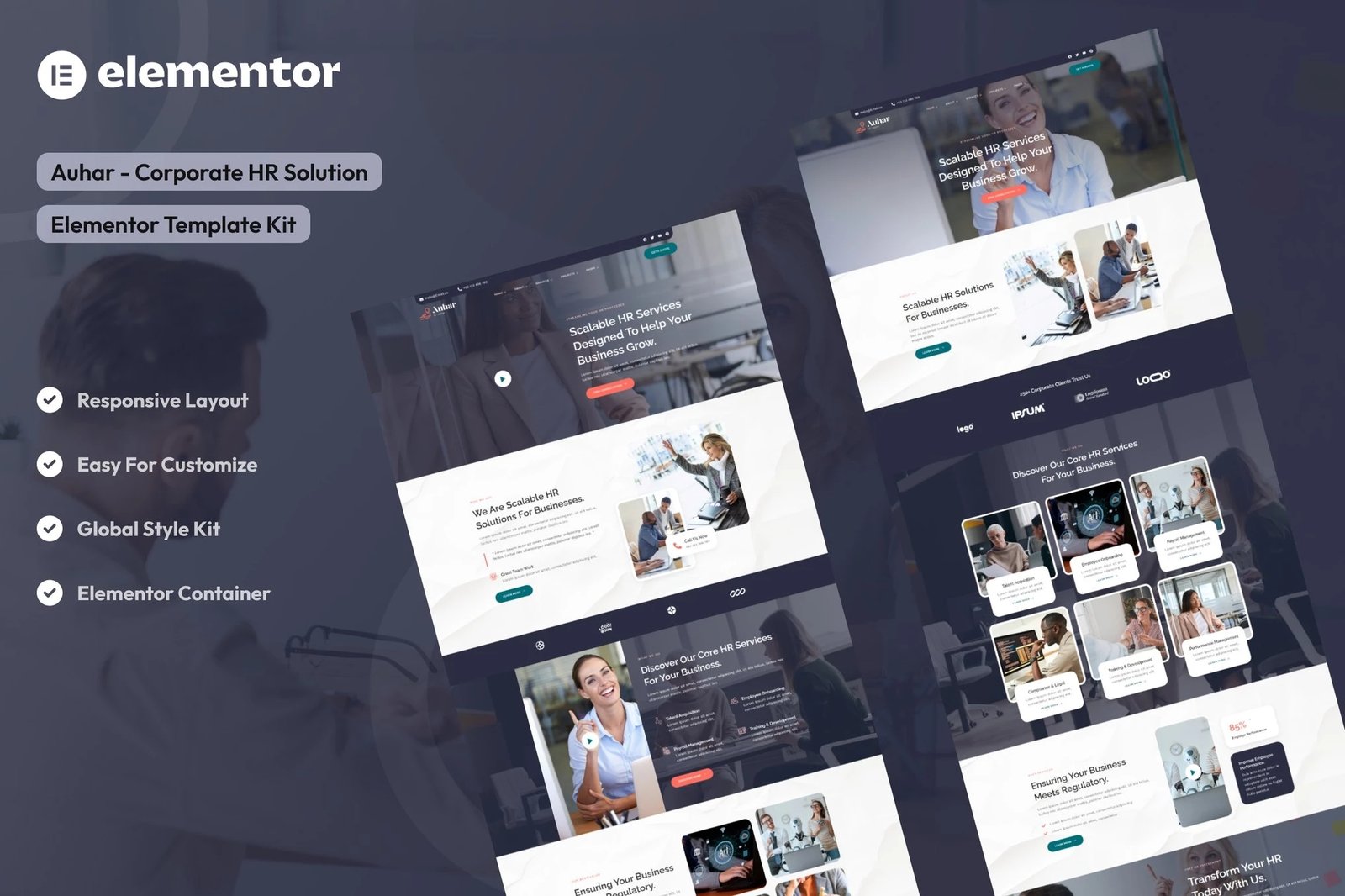 Auhar - Kit de plantillas Elementor para Soluciones Corporativas de Recursos Humanos