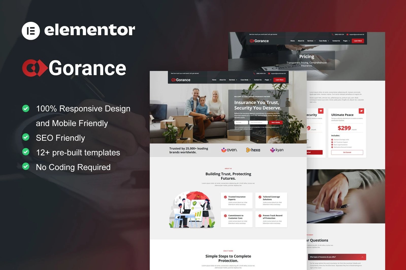 Gorance - Kit de plantillas Elementor Pro para agencias de seguros