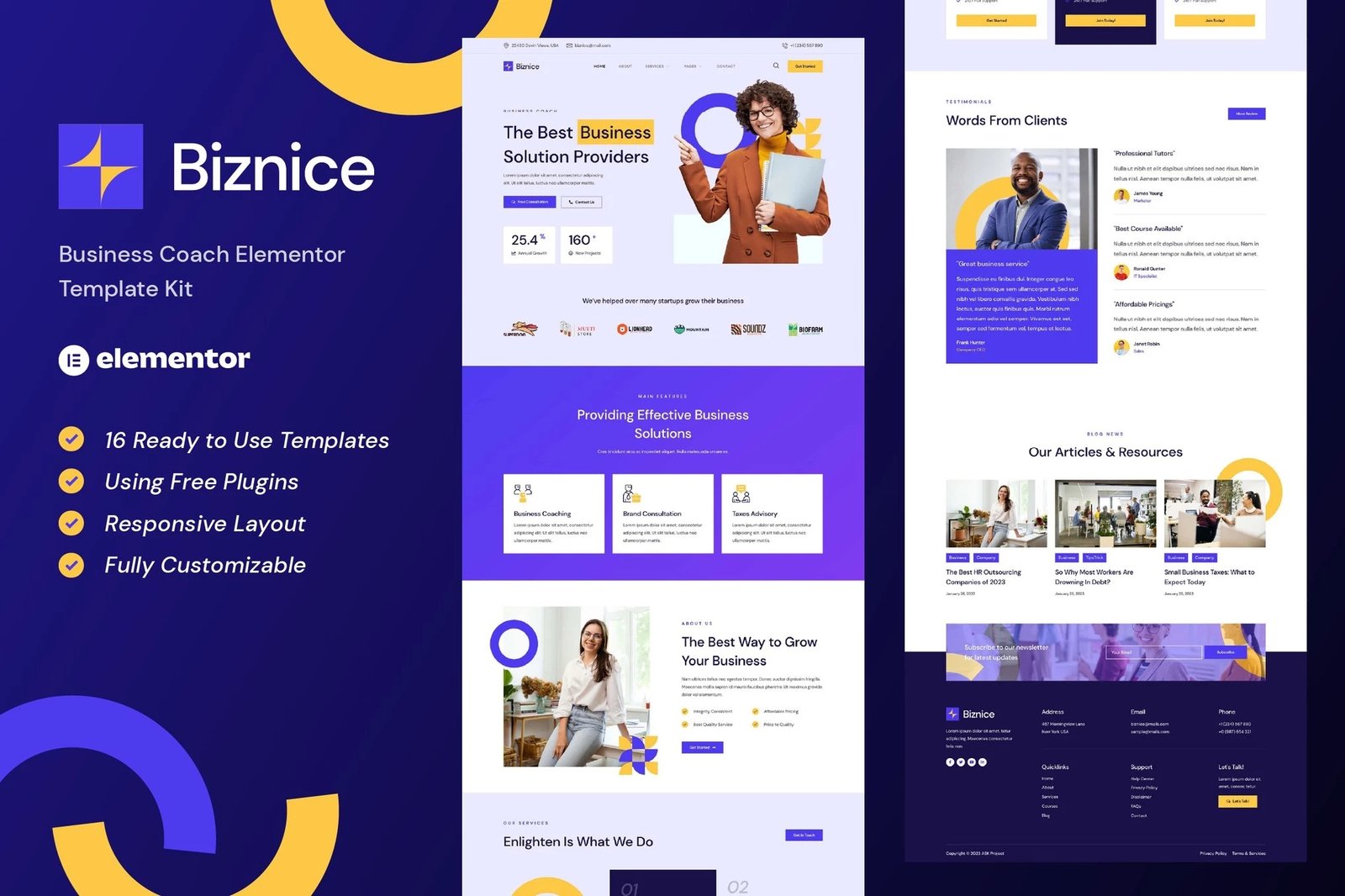 Biznice - Kit de plantillas Elementor para coach de negocios
