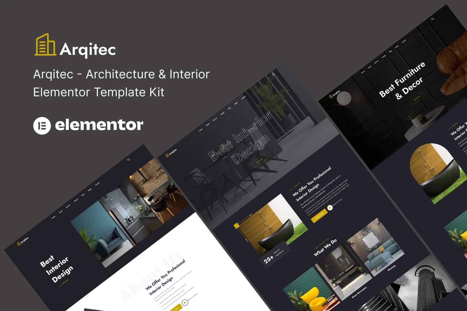 Arqitec - Kit de plantillas Elementor para arquitectura e interior
