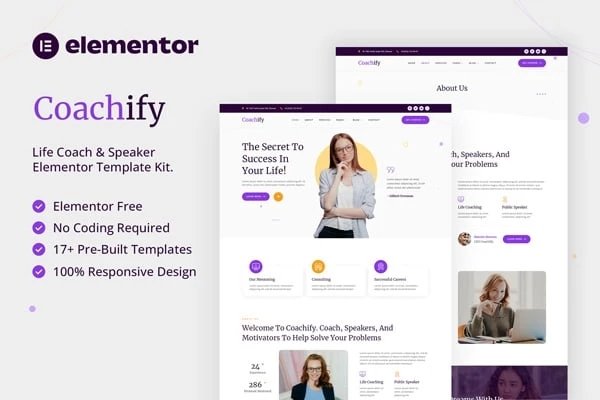 Coachify - Kit de plantillas Elementor para Life Coach y Speaker