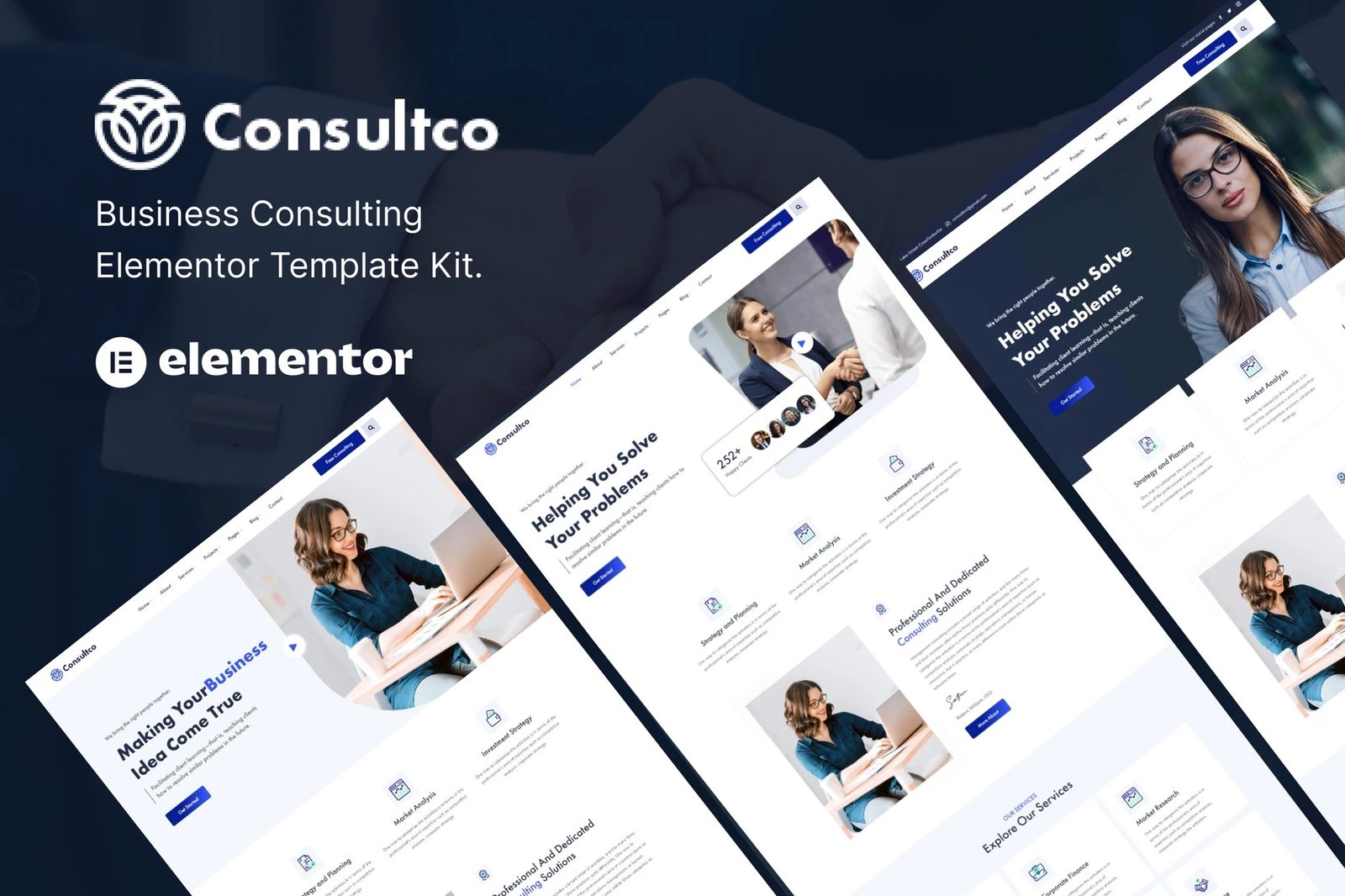 Consultco Kit de plantillas Elementor para empresas de consultoría