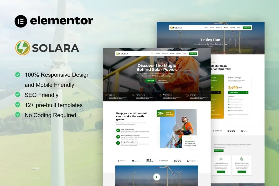 Solara - Kit de plantillas para paneles solares y elementos de energía renovable