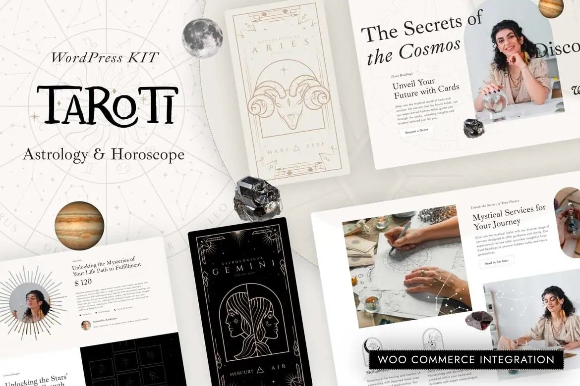 Taroti - Kit de plantillas Elementor Pro para astrología y horóscopo