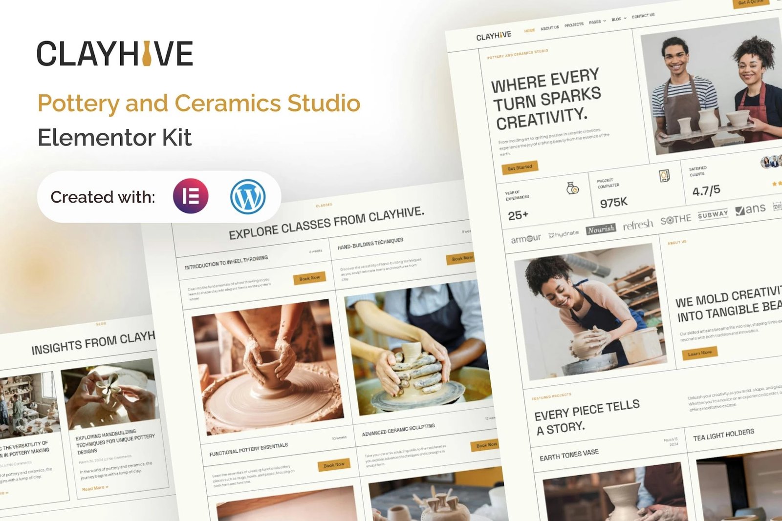 ClayHive - Kit Elementor Studio Pottery Ceramics