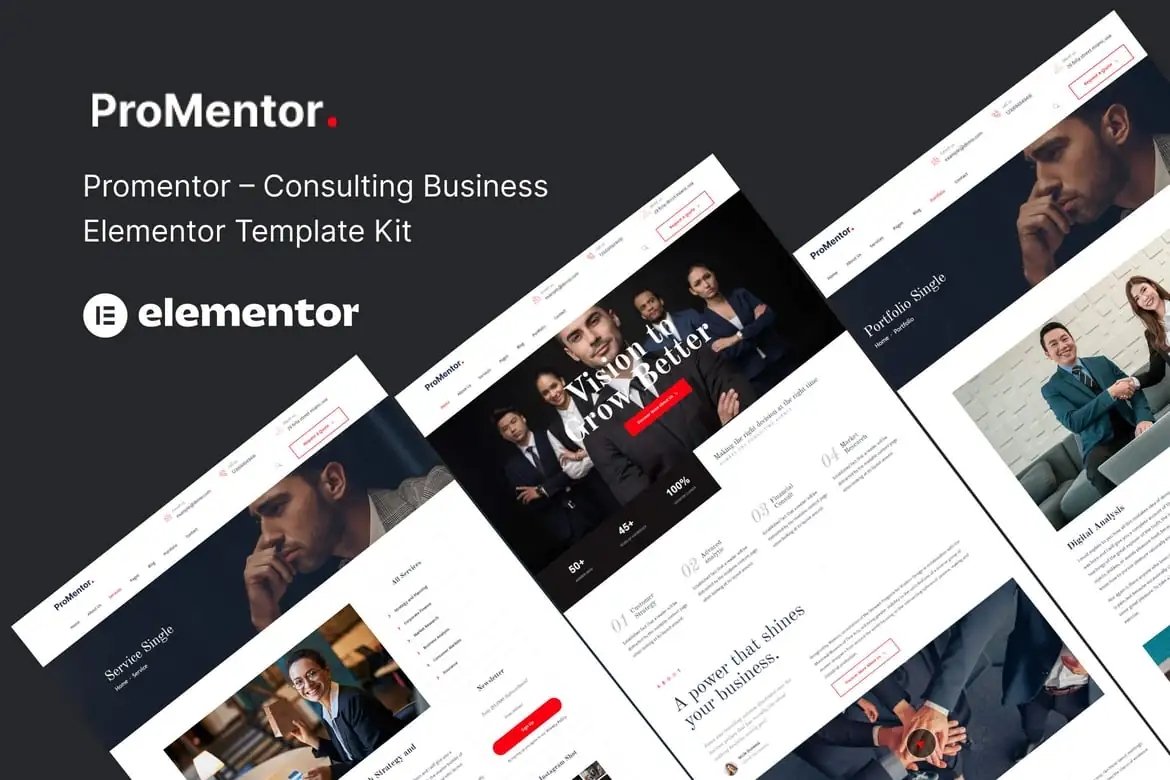 Promentor Kit de plantillas Elementor de Consultoría Empresarial