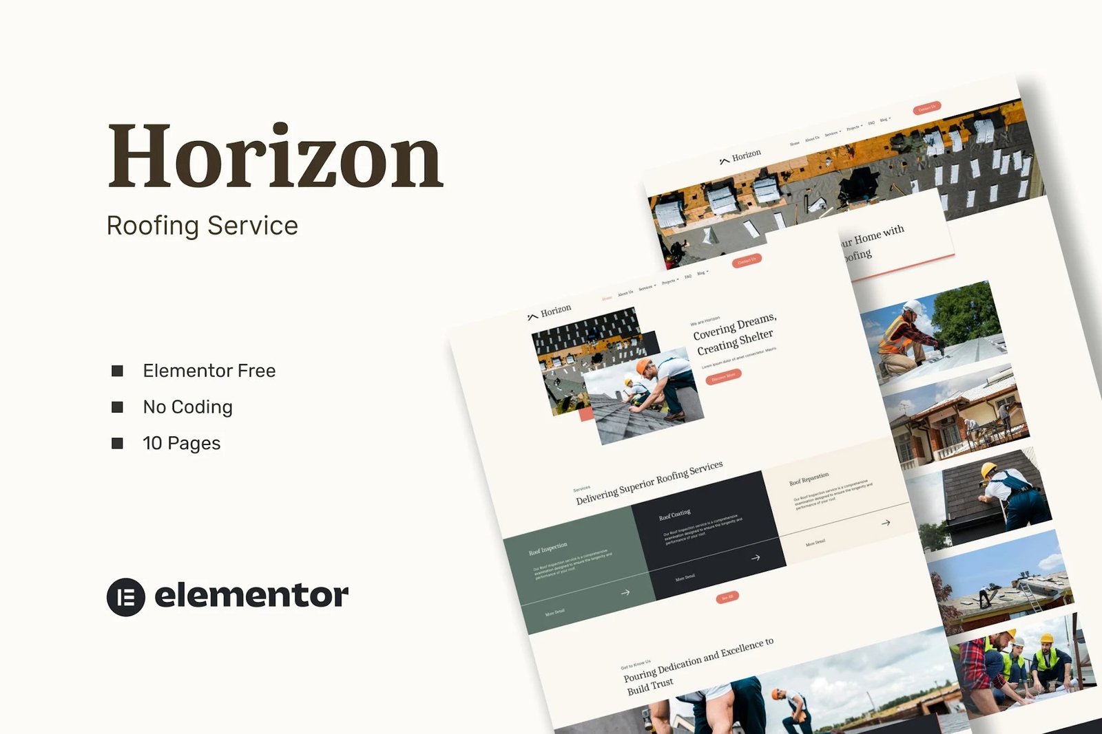 Kits de plantillas Elementor de Horizon - Roofing Service