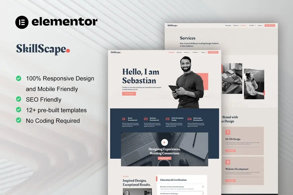 SkillScape - Kit de Plantillas Elementor para Agencia Creativa y Porfolio
