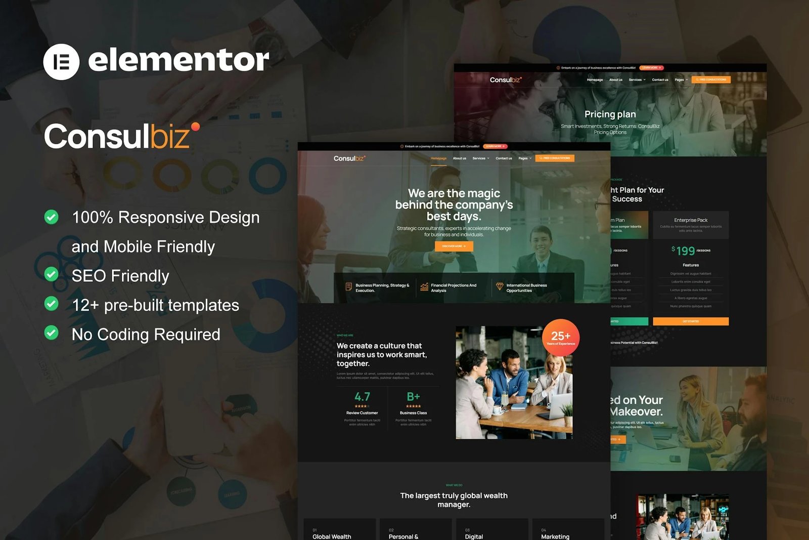 ConsulBiz - Kit de plantillas Elementor para consultores empresariales