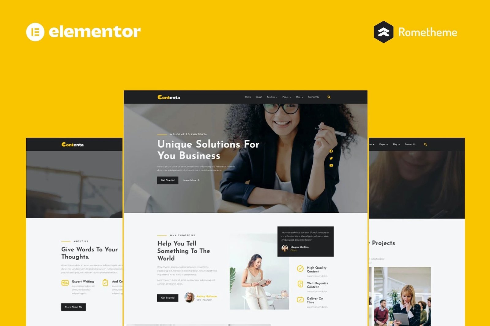 Contenta - Servicios de redacción de contenido Sitio completo de Elementor