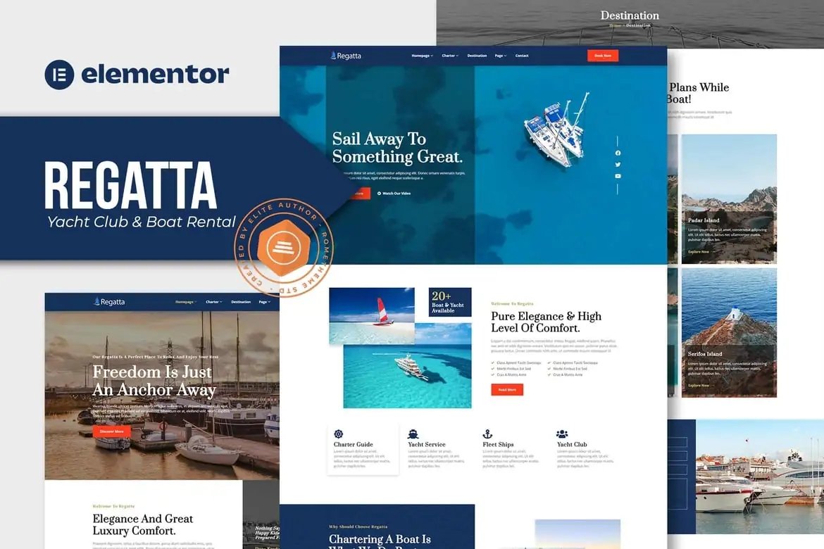 Regatta - Template Kit Elementor para club de yates y alquiler de barcos