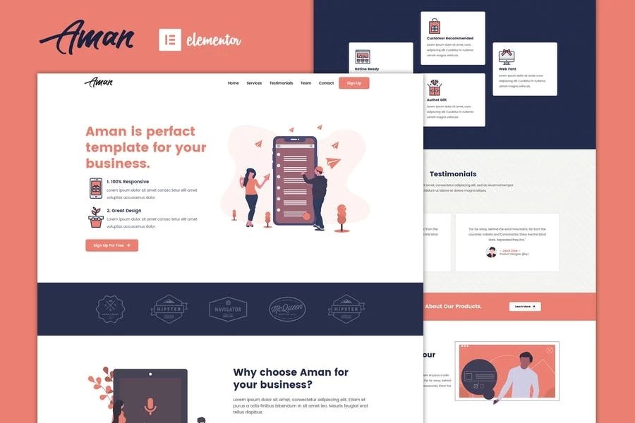 Aman Kit de plantillas multipropósito de Elementor