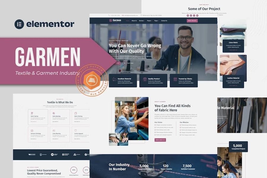 Garmen - Template Kit Elementor para la industria textil y de confección
