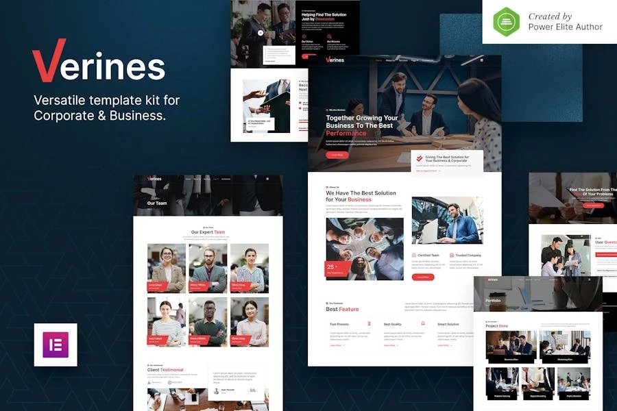 Verines Kit de Plantillas Elementor Corporativas y de Negocios para Profesionales