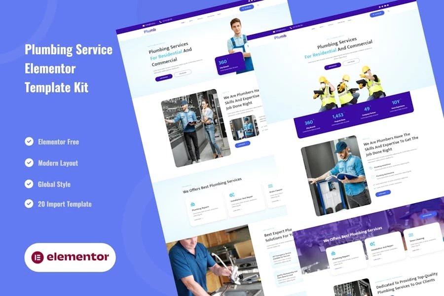 Plumb - Template Kit Elementor para instalación y mantenimiento de fontanería
