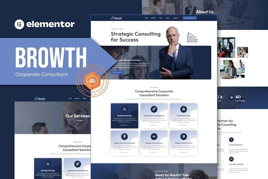 Browth - Kit de Plantillas Elementor para Consultoría Corporativa