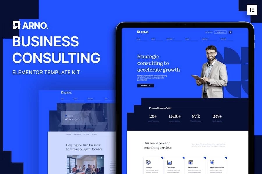 Arno Template Kit Elementor para consultoría empresarial