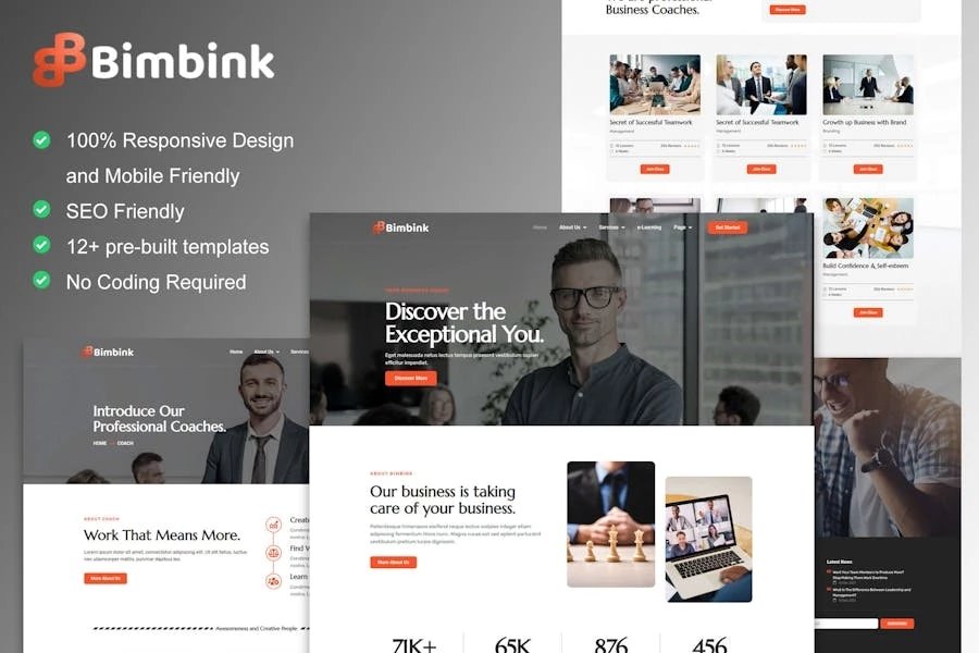 Bimbink - Kit de plantillas Elementor para asesoramiento empresarial y consultoría