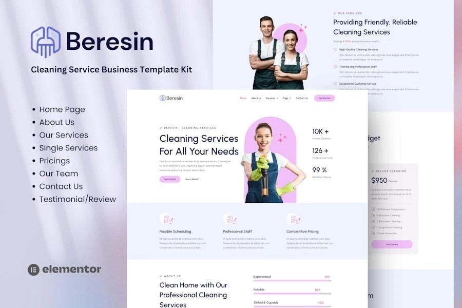 Beresin - Kit de elementos básicos para empresas de servicios de limpieza modernos