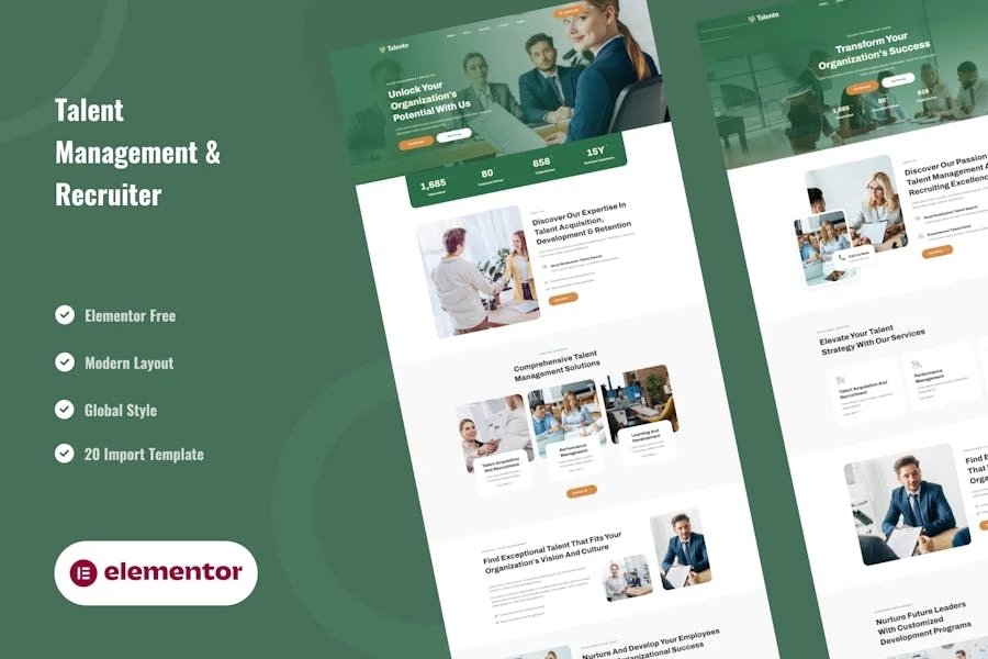 Talento - Template Kit Elementor para gestión de talentos y reclutamiento