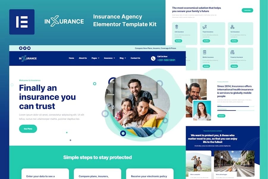 Seguro - Template Kit Elementor para Agencia de seguros