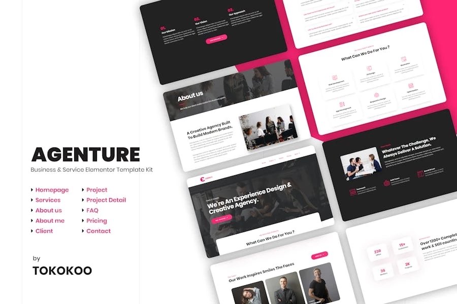 Agenture Template Kit de Elementor para Agencia digitales y startups