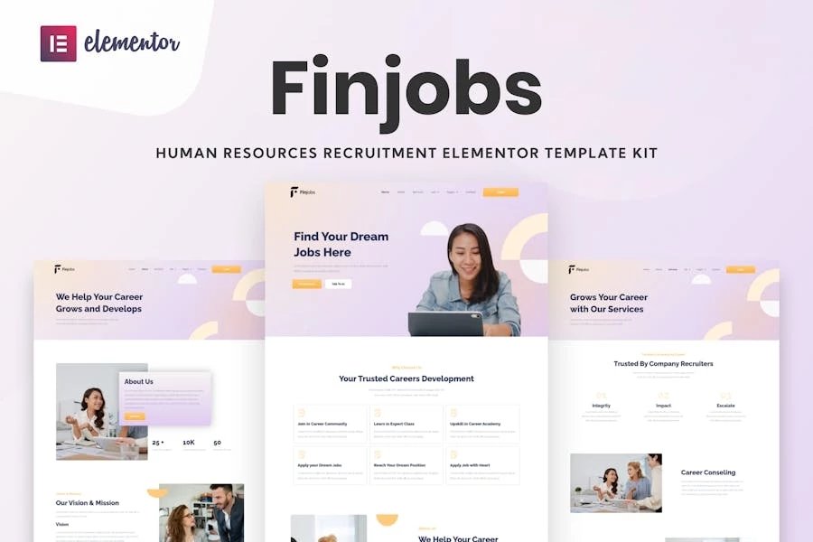 Finjobs - Kit de plantillas de recursos humanos Elementor