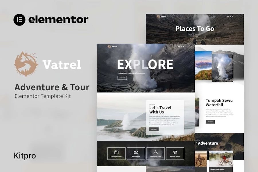 Vatrel - Kit de plantillas Elementor para aventuras y viajes