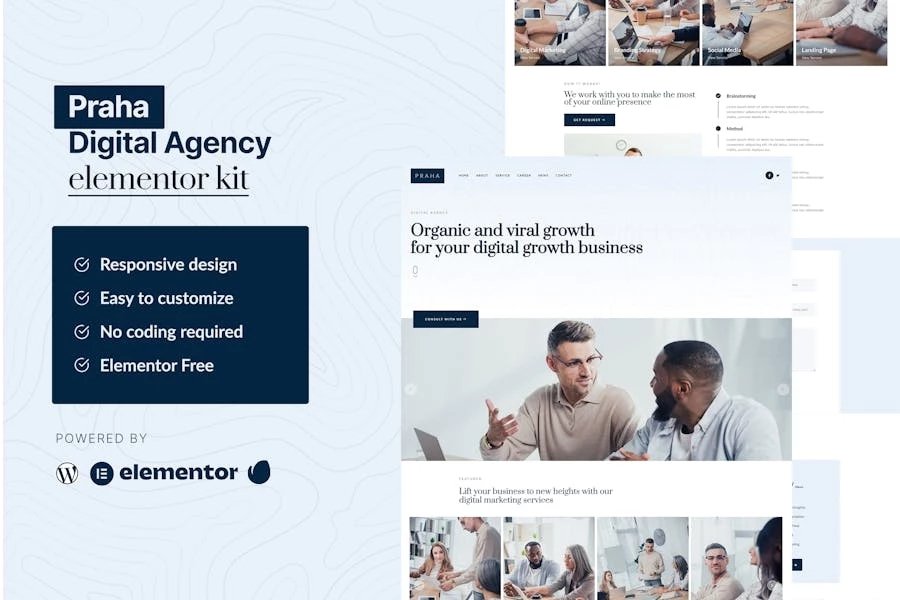 Praha - Template Kit Elementor para Agencia digitales