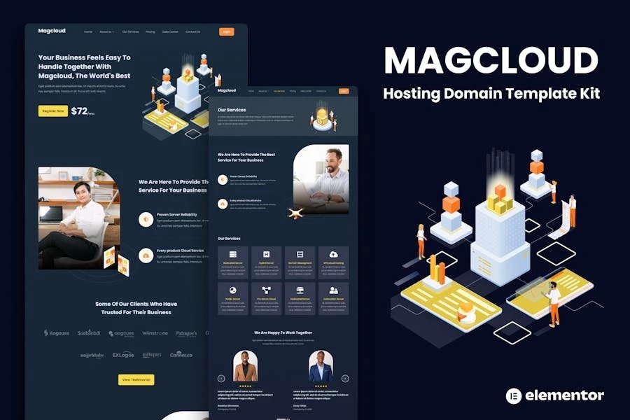 Magcloud - Kit de plantillas Elementor de dominio de alojamiento