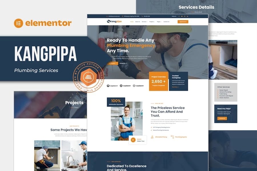 Kangpipa - Template Kit Elementor para servicios de plomería