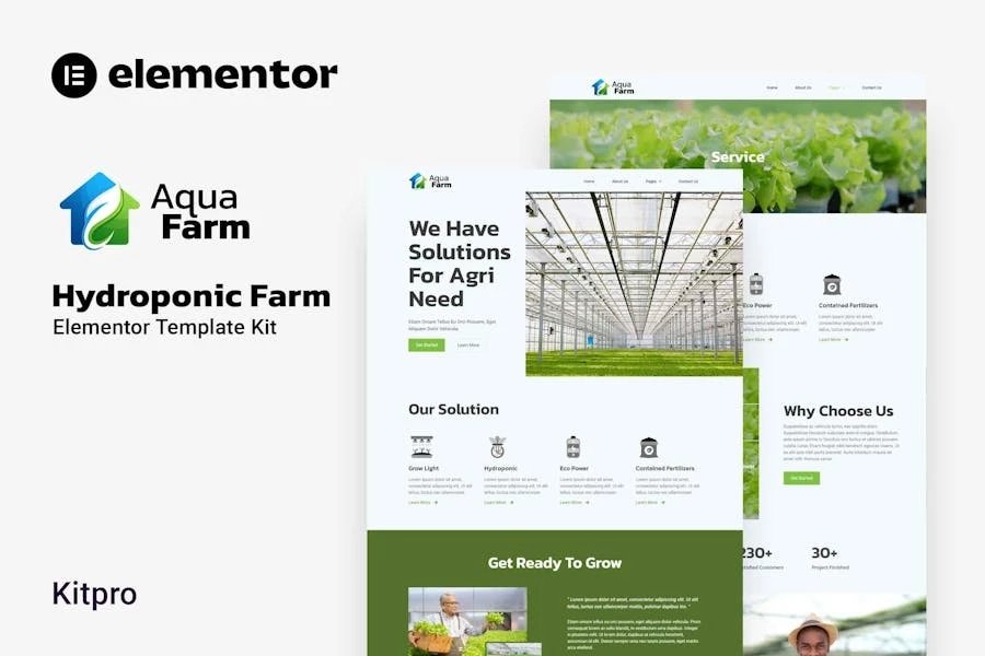 Aquafarm - Template Kit Elementor para granjas hidropónicas