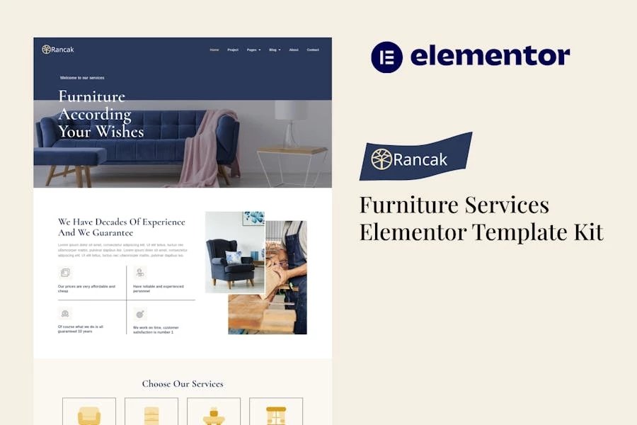 Rancak - Template Kit Elementor para servicios de mobiliario