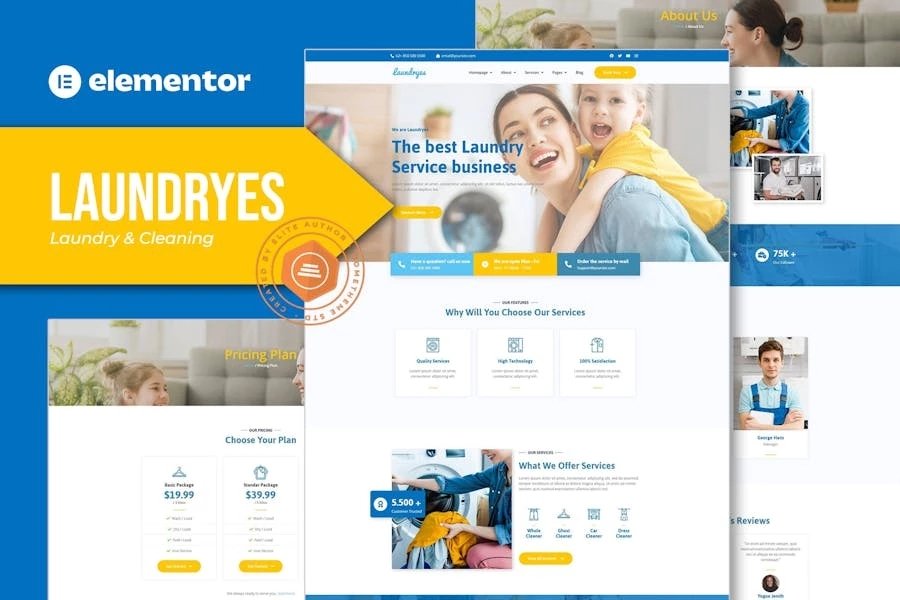 Laundryes - Template Kit Elementor de lavandería y limpieza