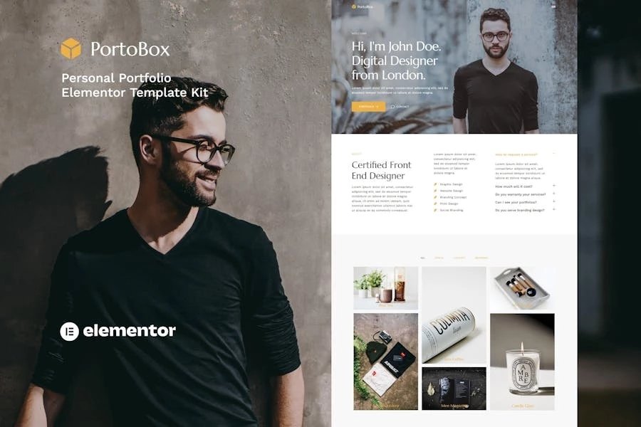 PortoBox - Template Kit Elementor para Porfolio creativo