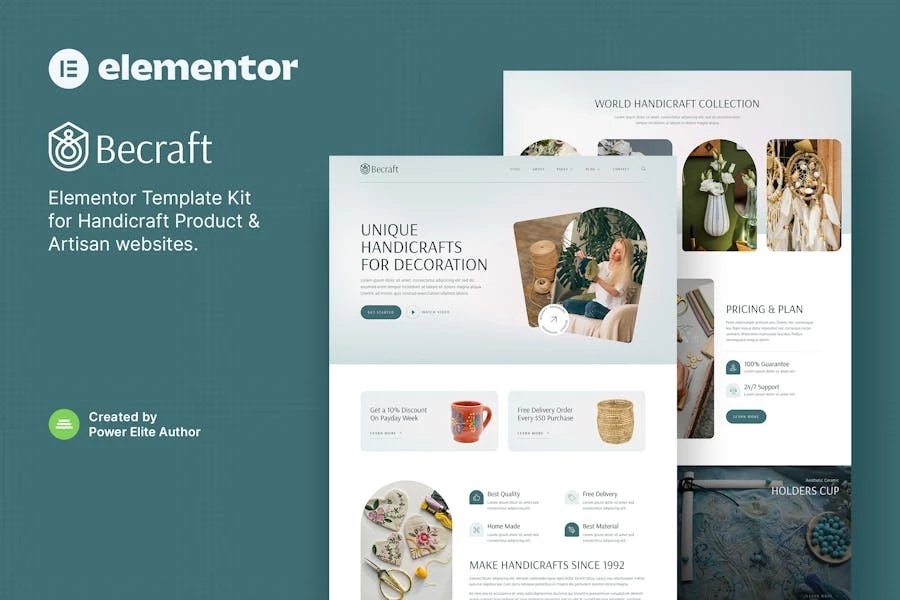 Becraft - Template Kit para Elementor Artesanal y Artesanal