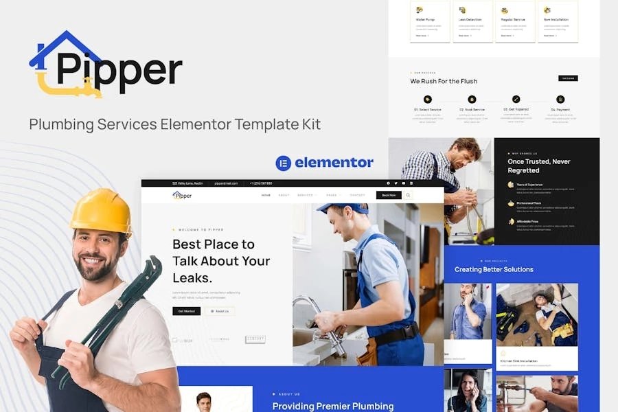 Pipper - Template Kit Elementor para servicios de plomería