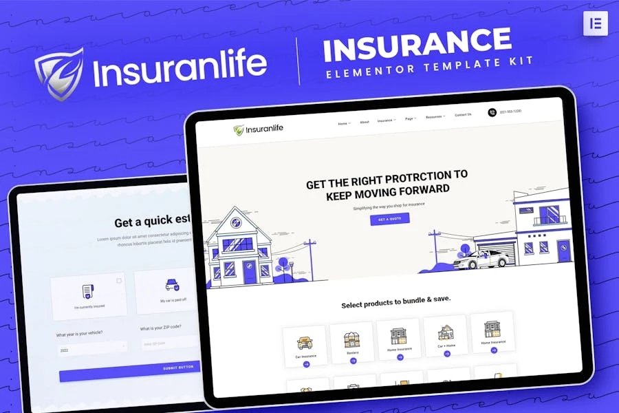 Insuranlife - Template Kit Elementor para Agencia de seguros
