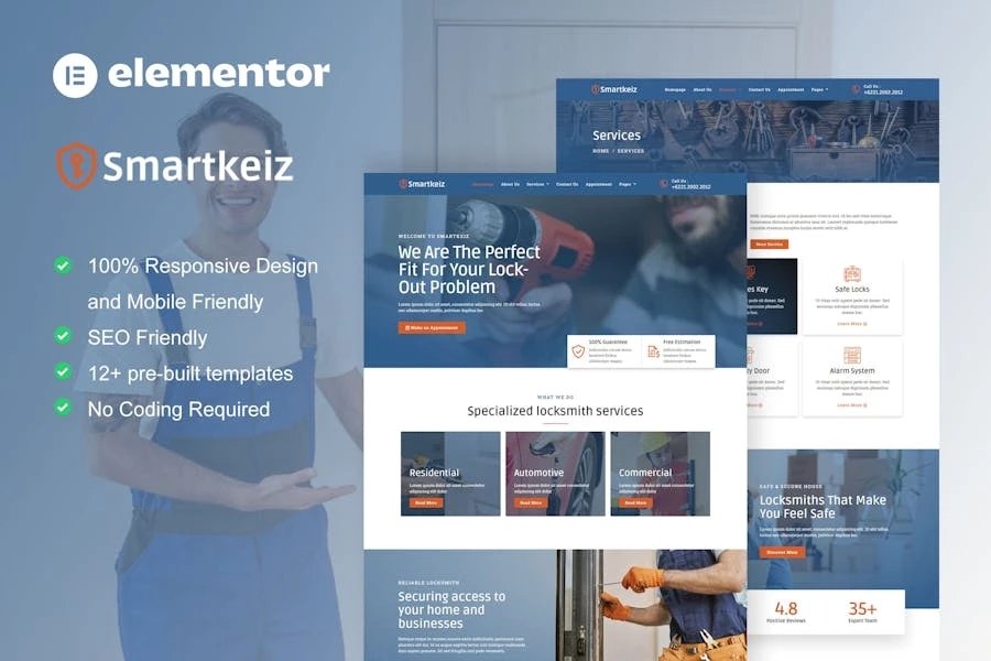 Smartkeiz - Template Kit Elementor para servicios de cerrajería