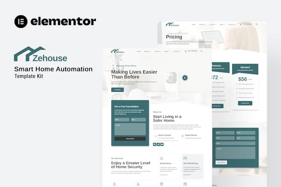 Zehouse - Template Kit Elementor de automatización Smarthome