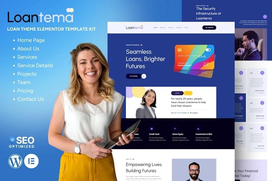 Loantema - Kit de plantillas Elementor para servicios de préstamo