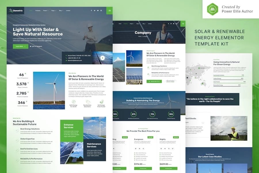 Dometric - Template Kit para elementos de energía solar y renovable