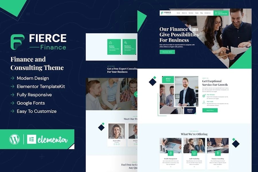 Fierce - Template Kit de Elementor financiero