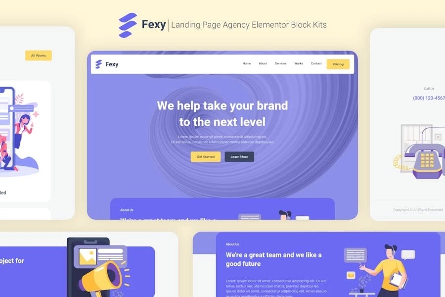Fexy - Kit de bloques Elementor para páginas de destino de agencias