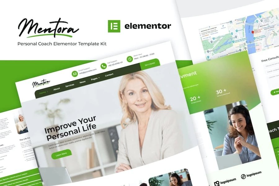Mentora - Template Kit Elementor para entrenador personal