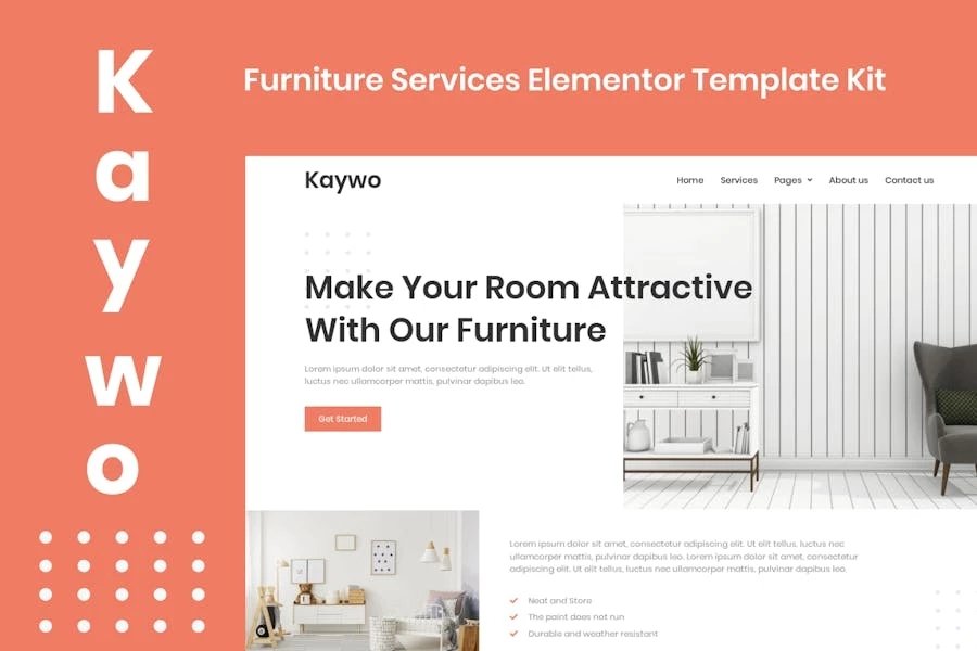 Kaywo - Kit de plantillas Elementor para servicios de mobiliario