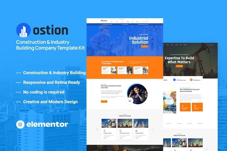 Ostion - Template Kit para empresas de construcción e industria