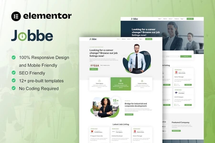 Jobbe - Template Kit Elementor para Agencia contratación y ofertas de trabajo